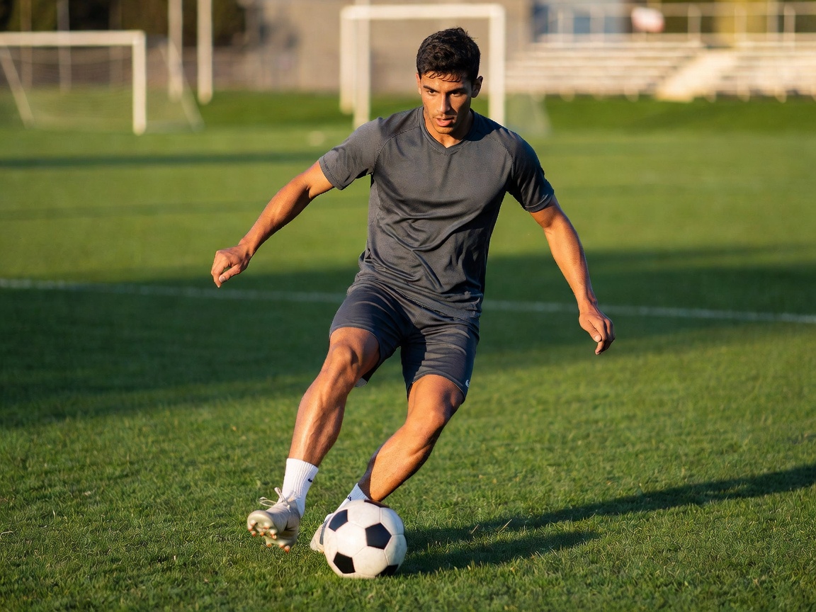 Player practising close control with a football